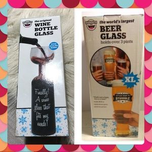 New in boxes Wine Bottle Glass & XL Beer Glass Gift for him or her